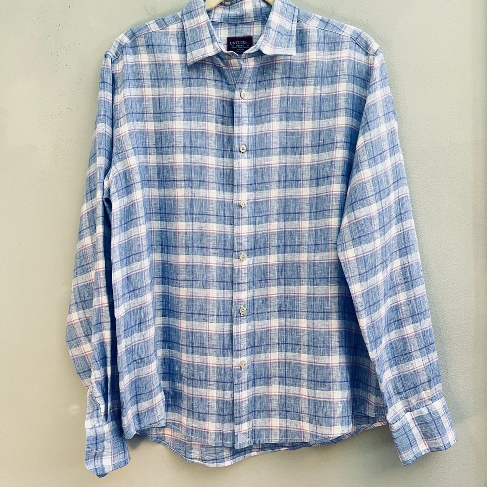 Untuckit 100% Linen Berardo WR Shirt Long Sleeve Button Down, Size Medium